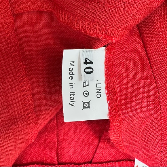 Vintage Libera Mente 100% Linen Wide-Leg Pants Size 0 Ankle Crop IT40 Red - Picture 9 of 15
